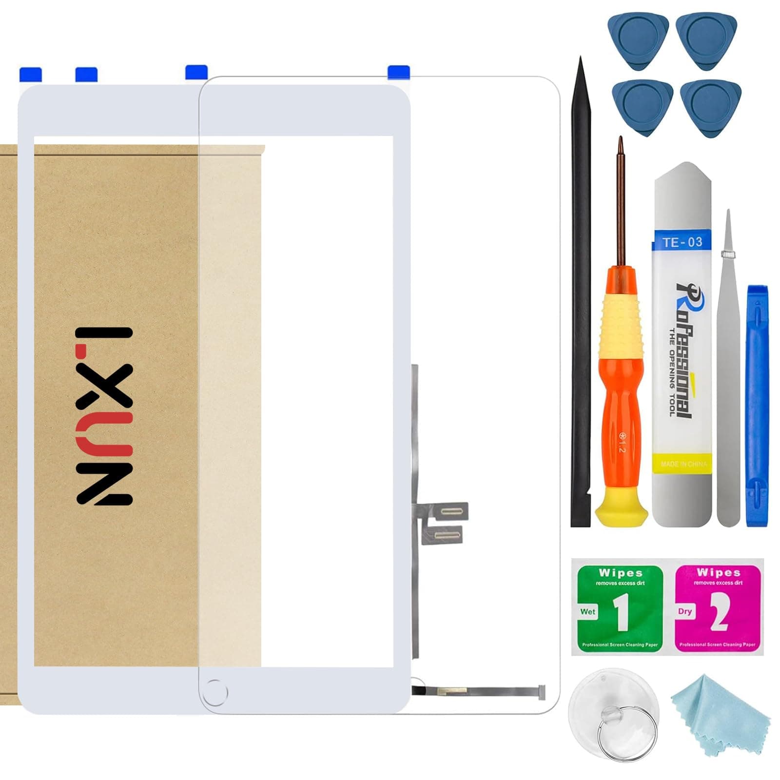Upgraded Touch Screen Digitizer for iPad 7th/8th Gen 10.2" 2019 2020 Front Glass Replacement Parts(NO LCD),A2270 A2428 A2429 A2430 A2197 A2198 A2200 with Home Button+Pre-Installed+Repair Tools(White)