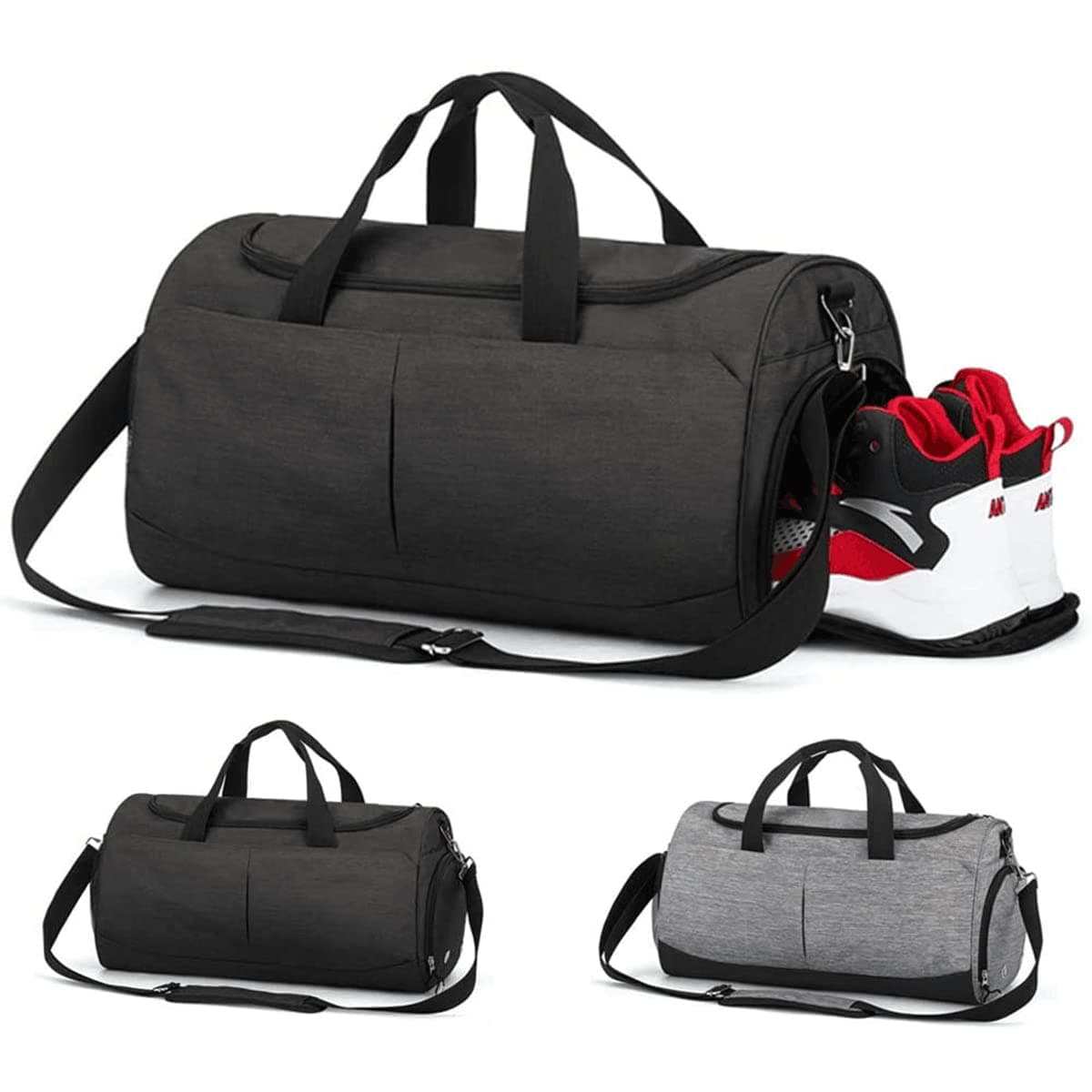 VLikeze Foldable Travel Duffel Bag, Sports Gym Bag Training Handbag Waterproof Duffle Bag with Shoes Compartment & Wet Pocket Travel Holdall Bag Luggage Bag for Man and Women