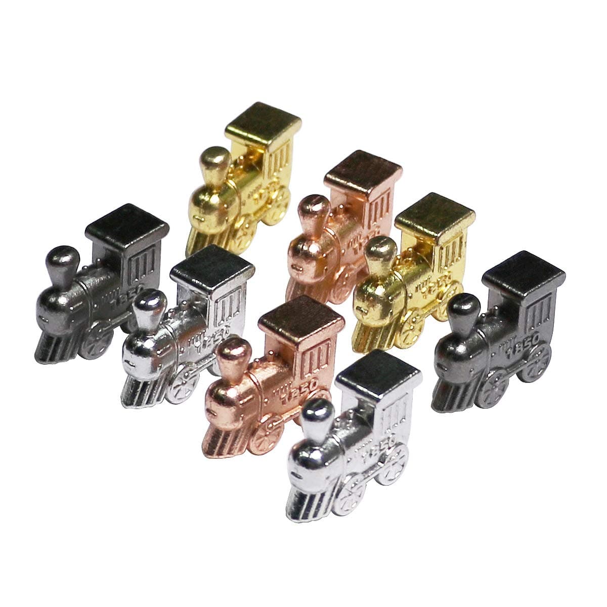 Exqline Train Markers for Mexican Train Dominoes Game Set of 8-4 Individual Colors Die-Cast Marker Trains for Mexican Train Dominoes Set