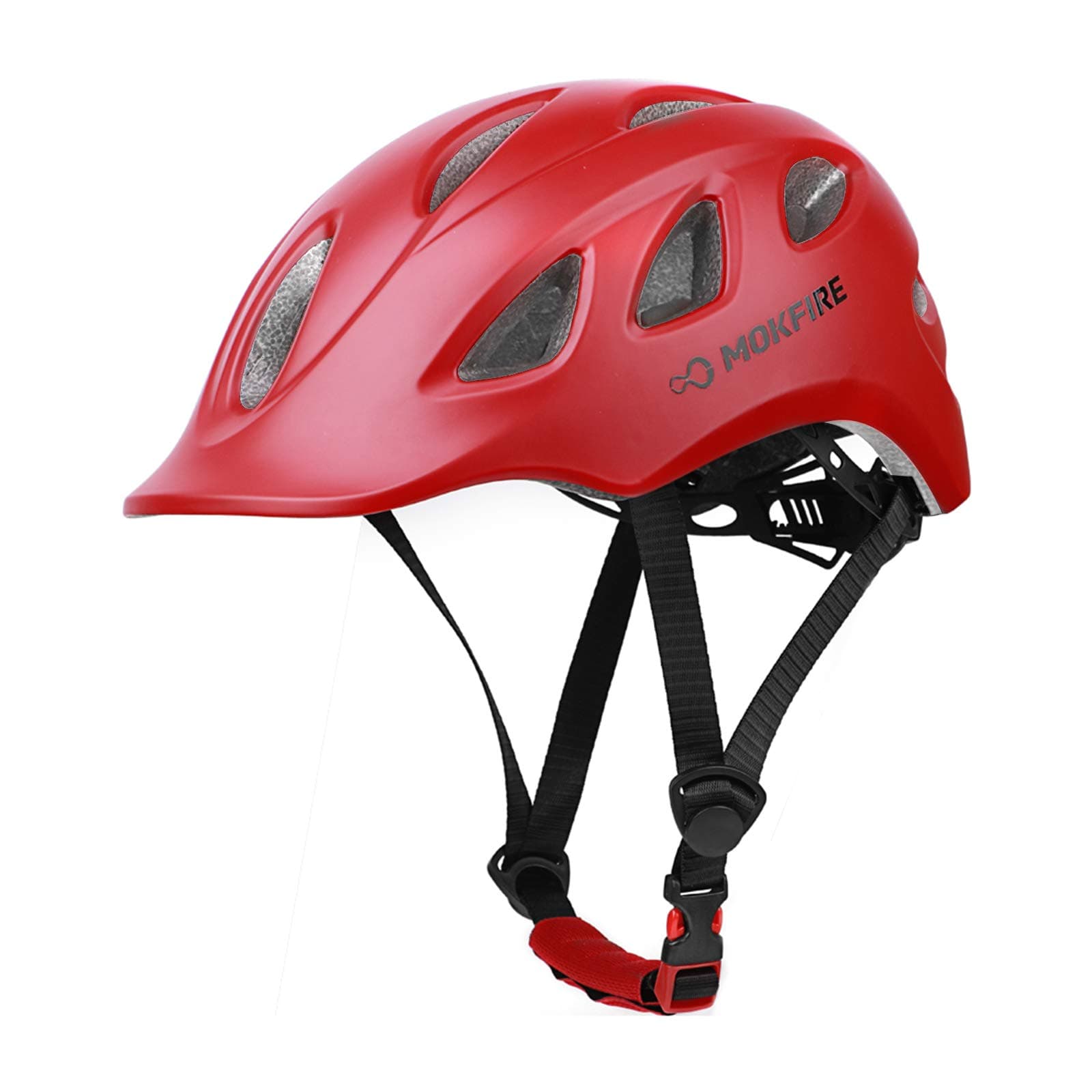MOKFIRE Adult Bike Helmet Adjustable Lightweight Urban Casual Commuter Cycling Bicycle Helmet for Women and Men - Size (22.44-24.01 Inches) - Red