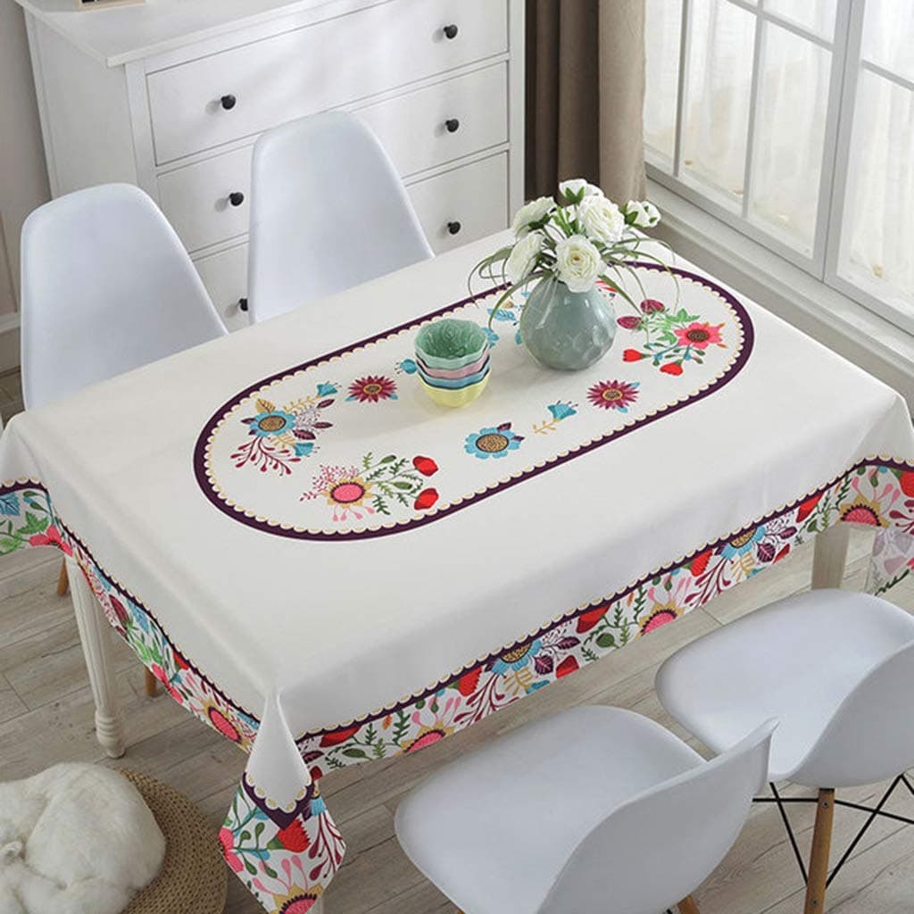 White Tablecloth Rectangular,Polyester Table Cloth Cover | 4 To 6 Seater Washable Cloths| For Home Hotel Cafe Dining Room Christmas Party (Color : C, Size : 130220CM)