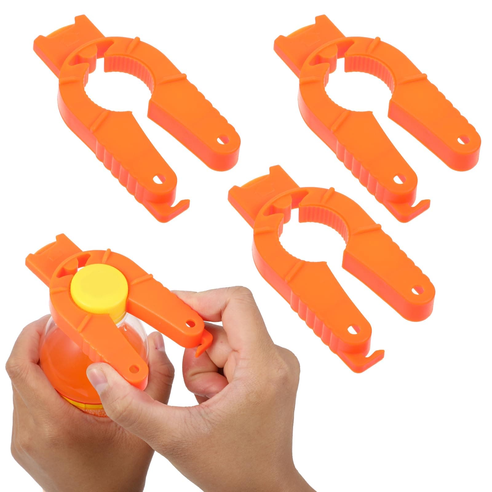 Orange Plastic Bottle Cap Opener,3 Pack Water Bottle Opener,Soda Can Opener,3 in 1 Multi-Purpose Water Bottle Opener for Arthritic Hands,Seniors