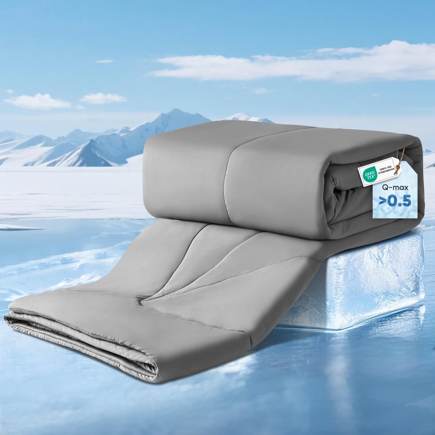 Revolutionary Cooling Comforter Queen Absorb Body Heat to Keep Cool, Cooling Blanket for Hot Sleepers Japanese Arc-Chill 3.0 Cool Tech Fabric Summer Comforter Hypo-Allergenic Cool Quilt - Gray