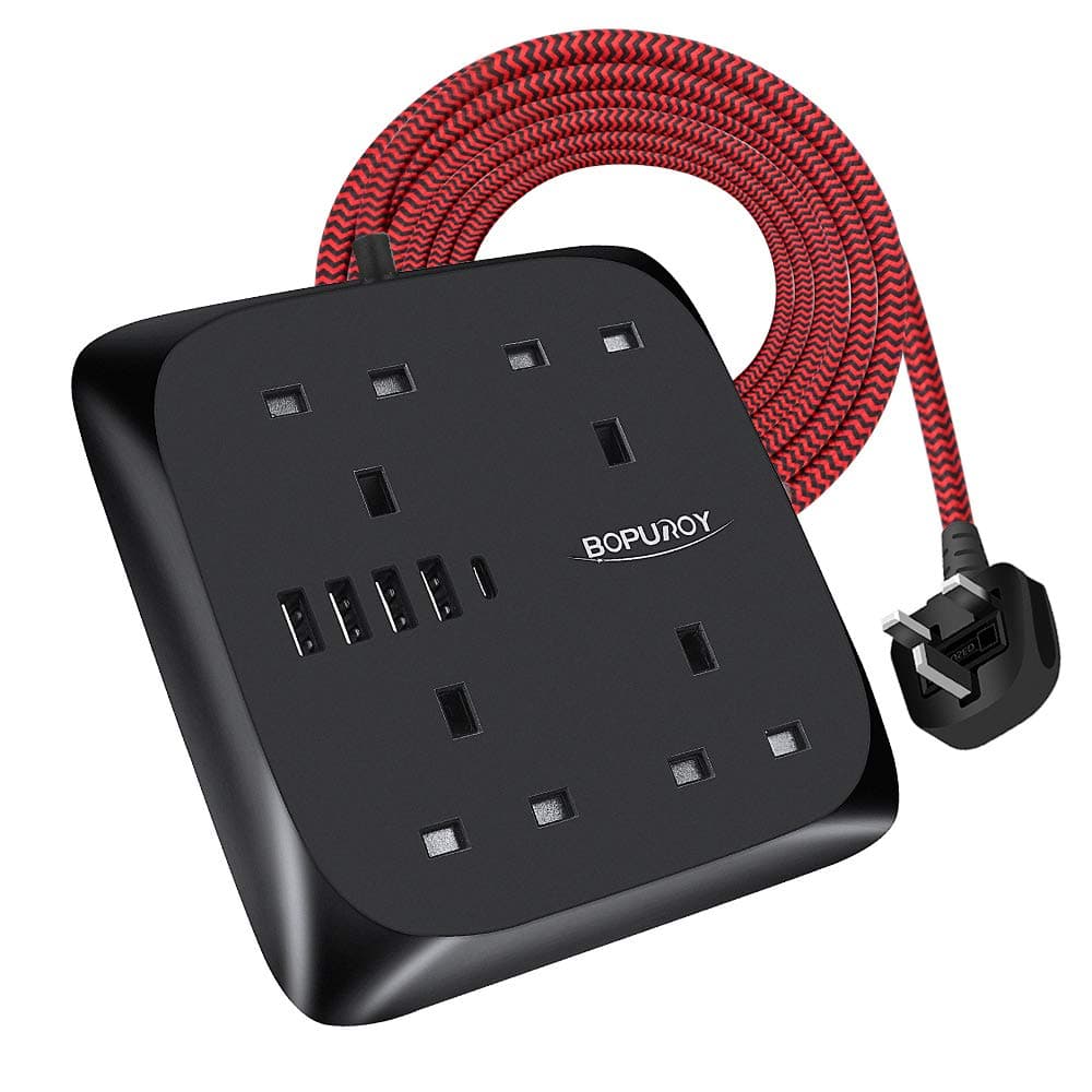 BOPUROY Extension Lead with USB Slots (Square)