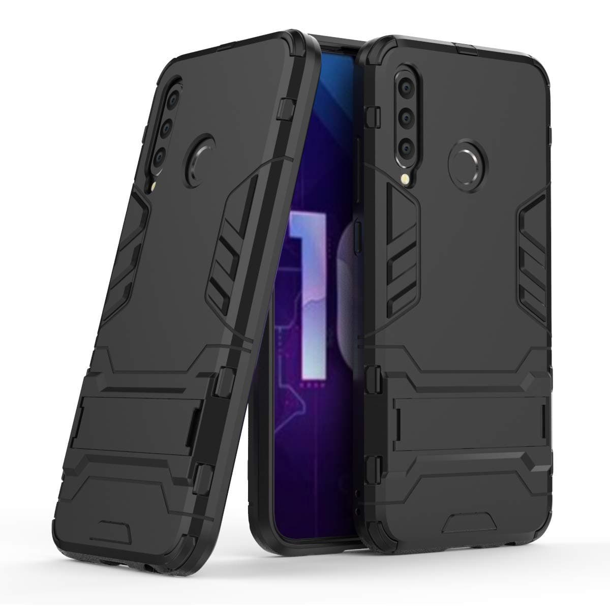 Compatible Huawei Honor 10i Case,ZCHENG [2 in 1] Iron Man Double Mix case, Heavy Armor Hard case Back Cover, with Stand for Huawei Honor 10i(Black)