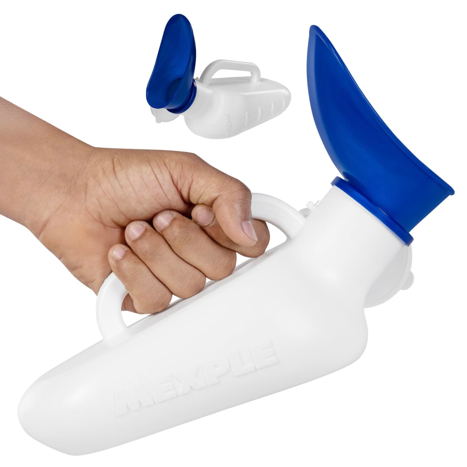 MEXPLE Unisex Peepod Urinal Pot | Pee Funnel | Portable & Safe Medical Grade Urine Pot With Female Cup Â – 1000ML | Urine Bottle For bed Patients | For Women & Men - White