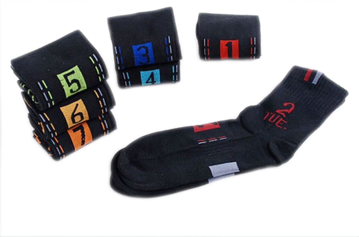 SUMERSHA 7 Pairs Mens 7 Days of the Week Cotton Socks for Men All 7 Pairs Included