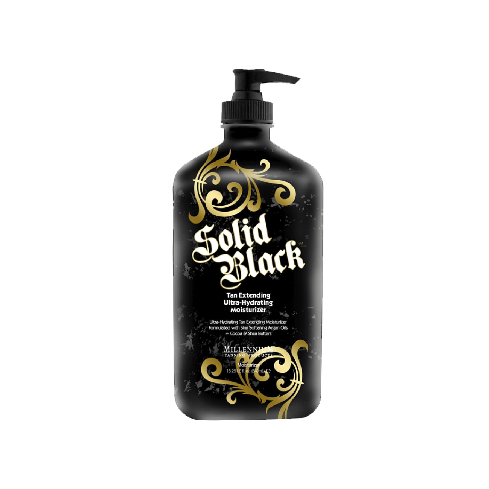 Millennium Tanning SOLID BLACK TAN EXTENDER Moisturiser with Argan Oils 540ml