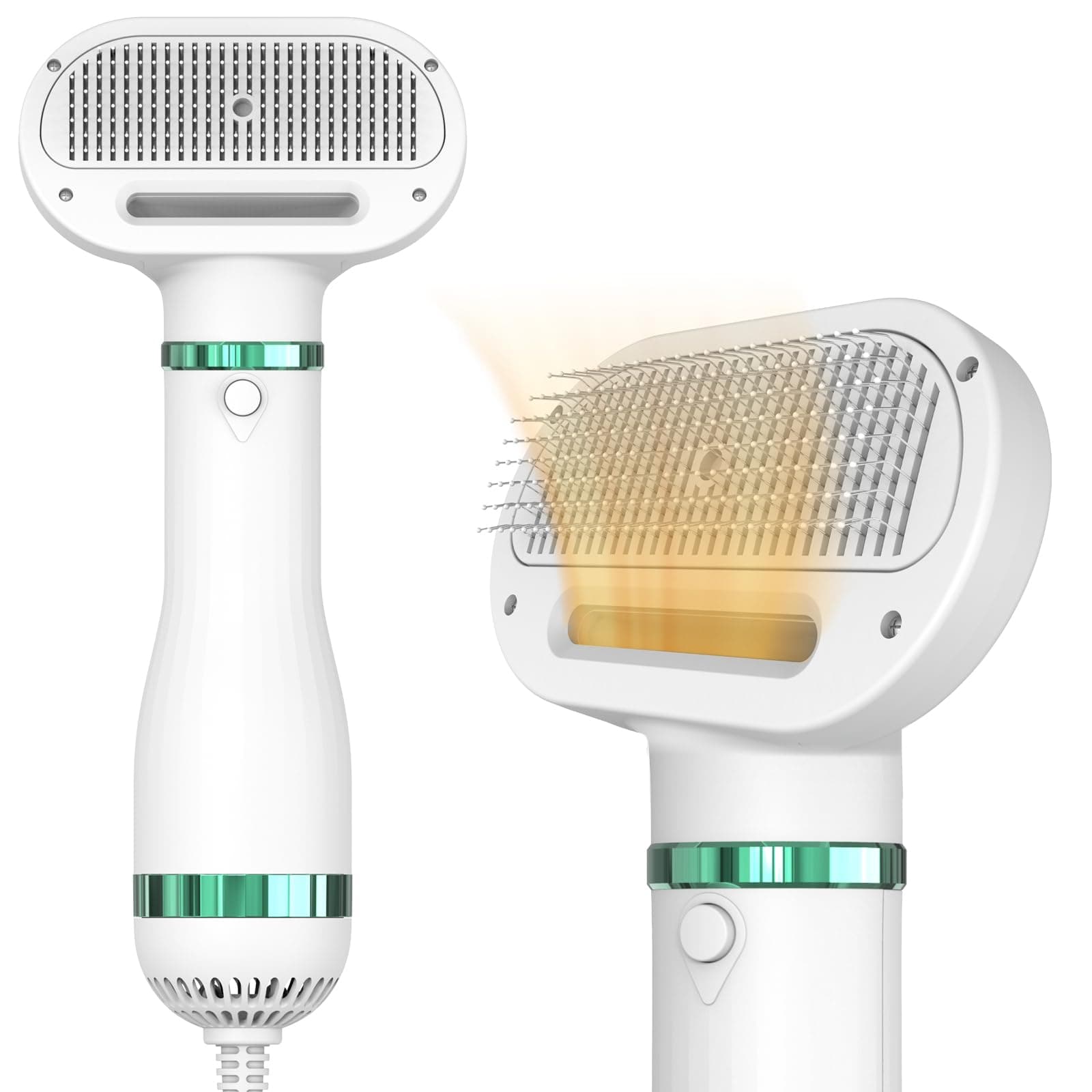 Pet Hair Dryer for Small and Medium-Sized Dogs and Cats | 2-in-1 Dog Hair Dryer with Self Cleaning Slicker Brush | Dog Blow Dryer | 300 Watts, Portable, Adjustable Temperature