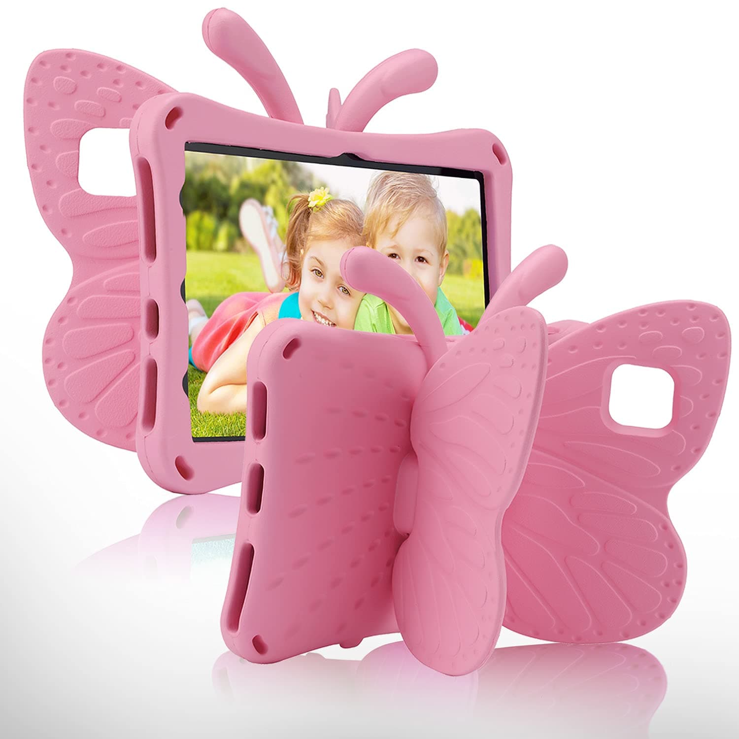 Simicoo iPad 12 A19 2026 Kids Case Cute Butterfly with Stand for Kids Girl Toddler iPad 11 A16 11th 10th Generation 11 inch 2025 Light EVA Durable Shockproof Kid Friendly Drop Proof Tablet Cover Pink