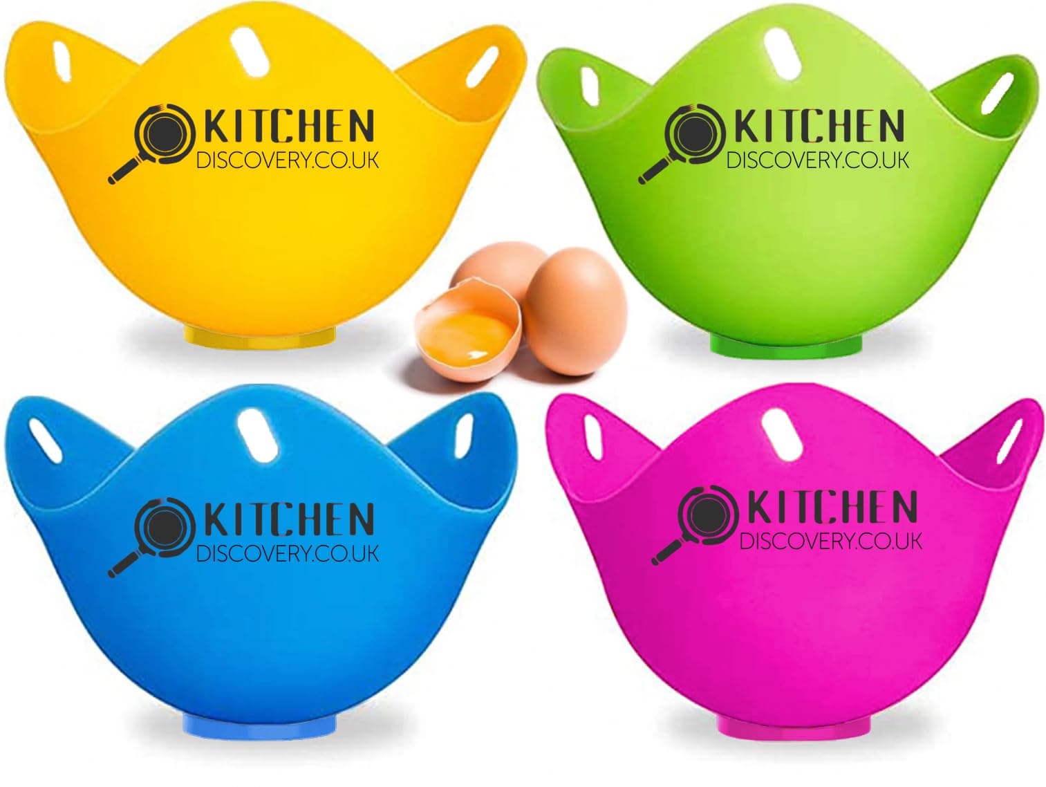 Silicone Egg Poachers (4 Pack) with Base Ring for Poached Eggs - Premium Food-Grade Silicone Egg Poacher Cups - Poached Egg Silicone Mould, Egg Maker, Egg Cooker, Egg Boiler, Microwave Eggs, Poach Pod