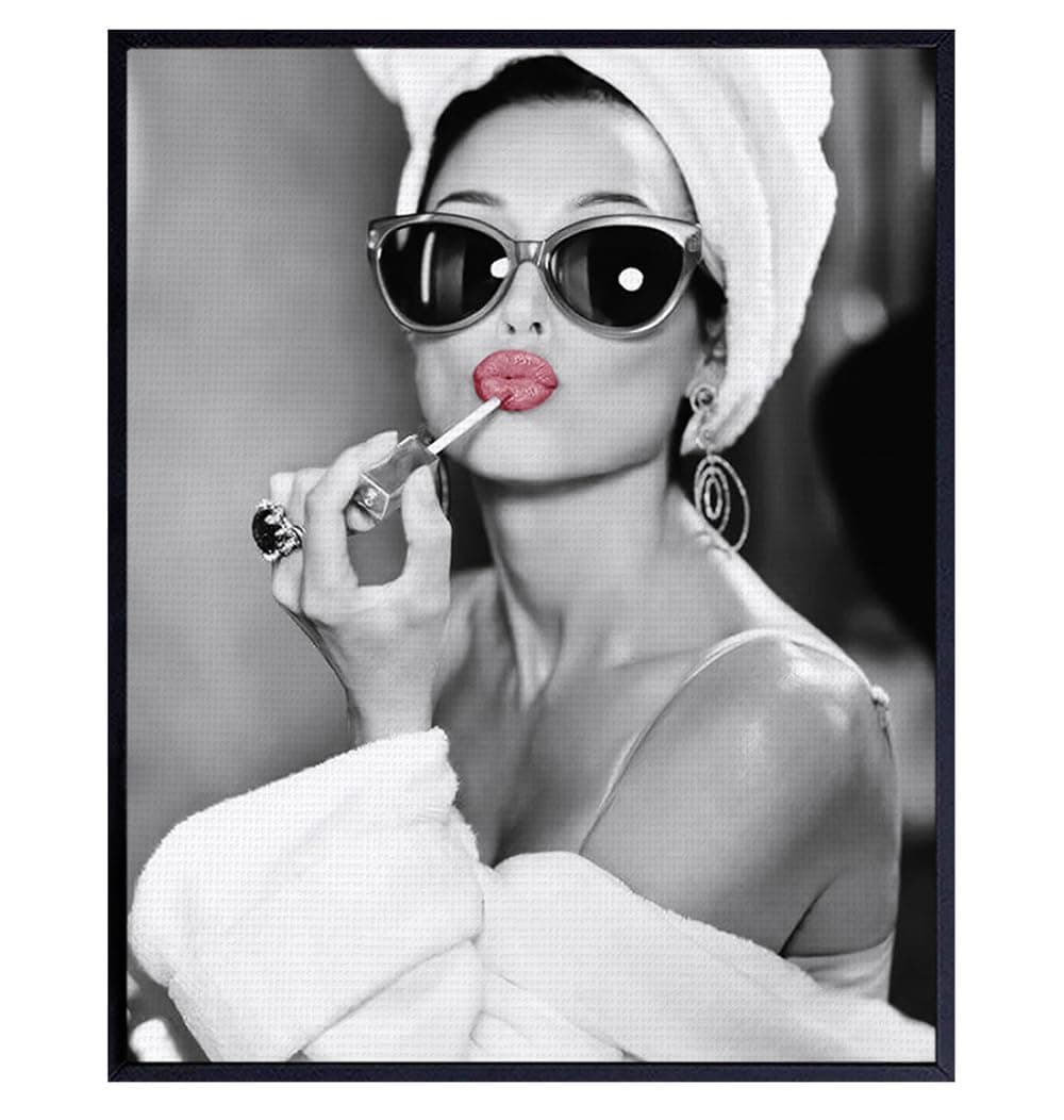 Audrey Hepburn Wall Art - Bathroom Decor for Women - Audrey Hepburn Poster - Bath Wall Decor - Glam Wall Art - Cute Print- Powder Room Picture - Bathroom Decoration - Teen Girls