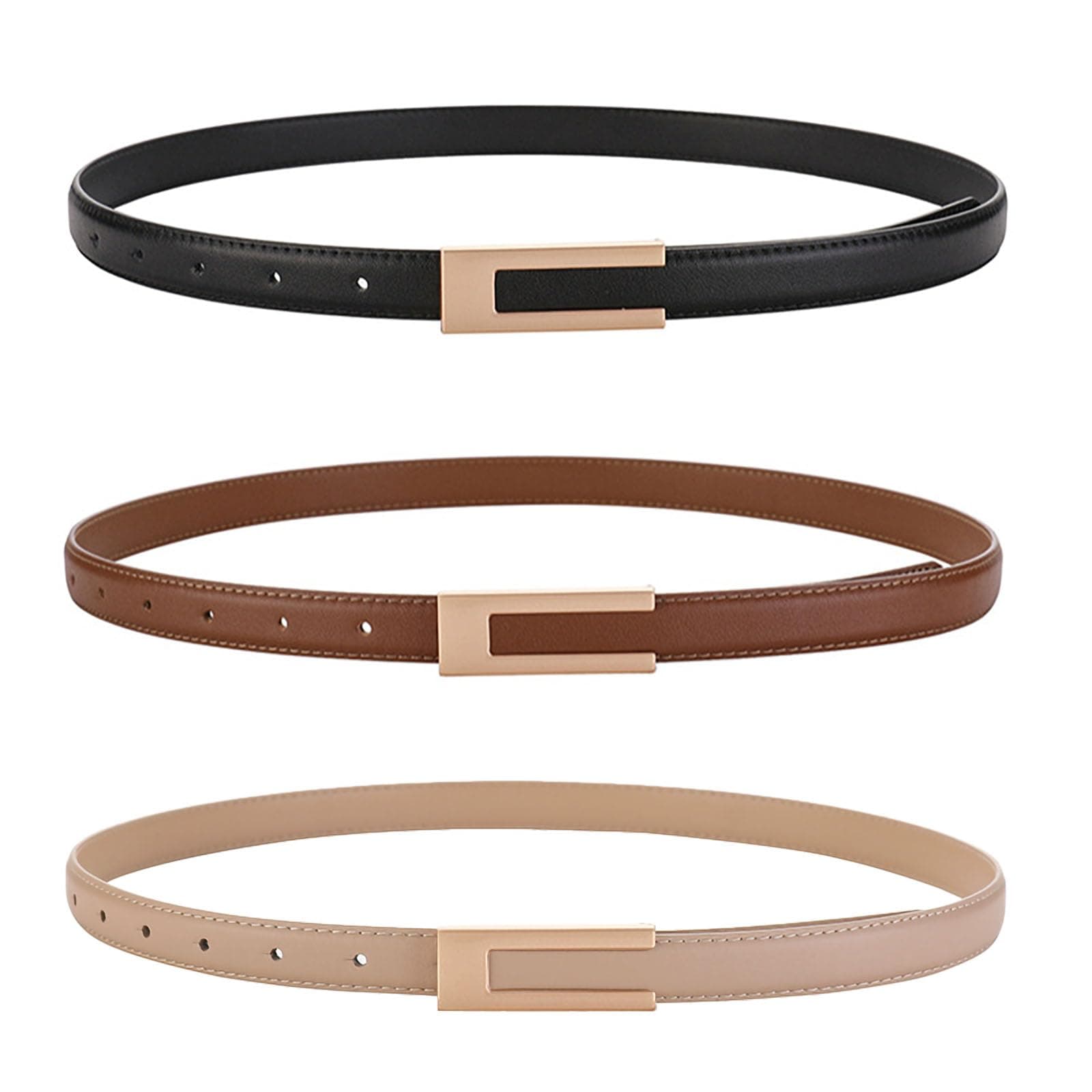 Women's Classic Leather Belts - Thin, Elegant, Simple Belt - Adjustable Belt for Jeans, Trousers, Dress, Decor, Casual - 105 cm