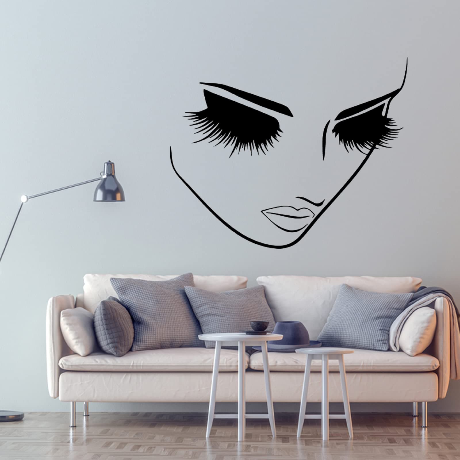 Beauty Salon Eye Lashes Wall sticker Make up Wallpaper Girl Face Salon Wall Stickers Hairstyle Decor For Salon Spa Room Decor-57X70cm