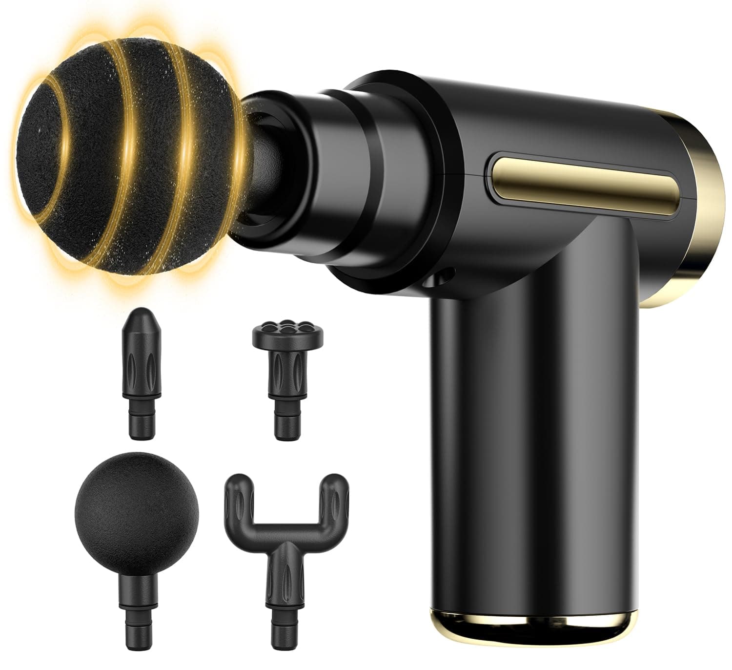 Mini Handheld Massage Gun, Deep Tissue with 6 Speeds, Cordless Muscle Massager with 4 Heads,Type-C Charging, Travel Size, Best Gifts