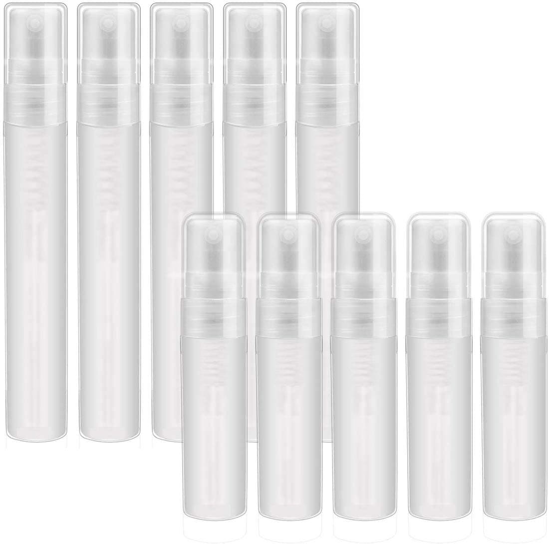 SYOSI 10 Pcs Mini Spray Atomizer Empty Bottles Plastic Bottle Spray Mini Empty Sample Bottles Atomizer Pump for Perfume, Toner and etc, 10ml&5ml