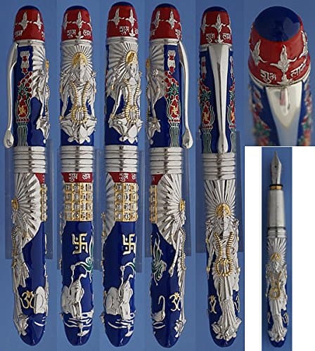 Goddess Lakshmi Ganesha Sterling Silver Fountain pen known for bringing wealth & prosperity