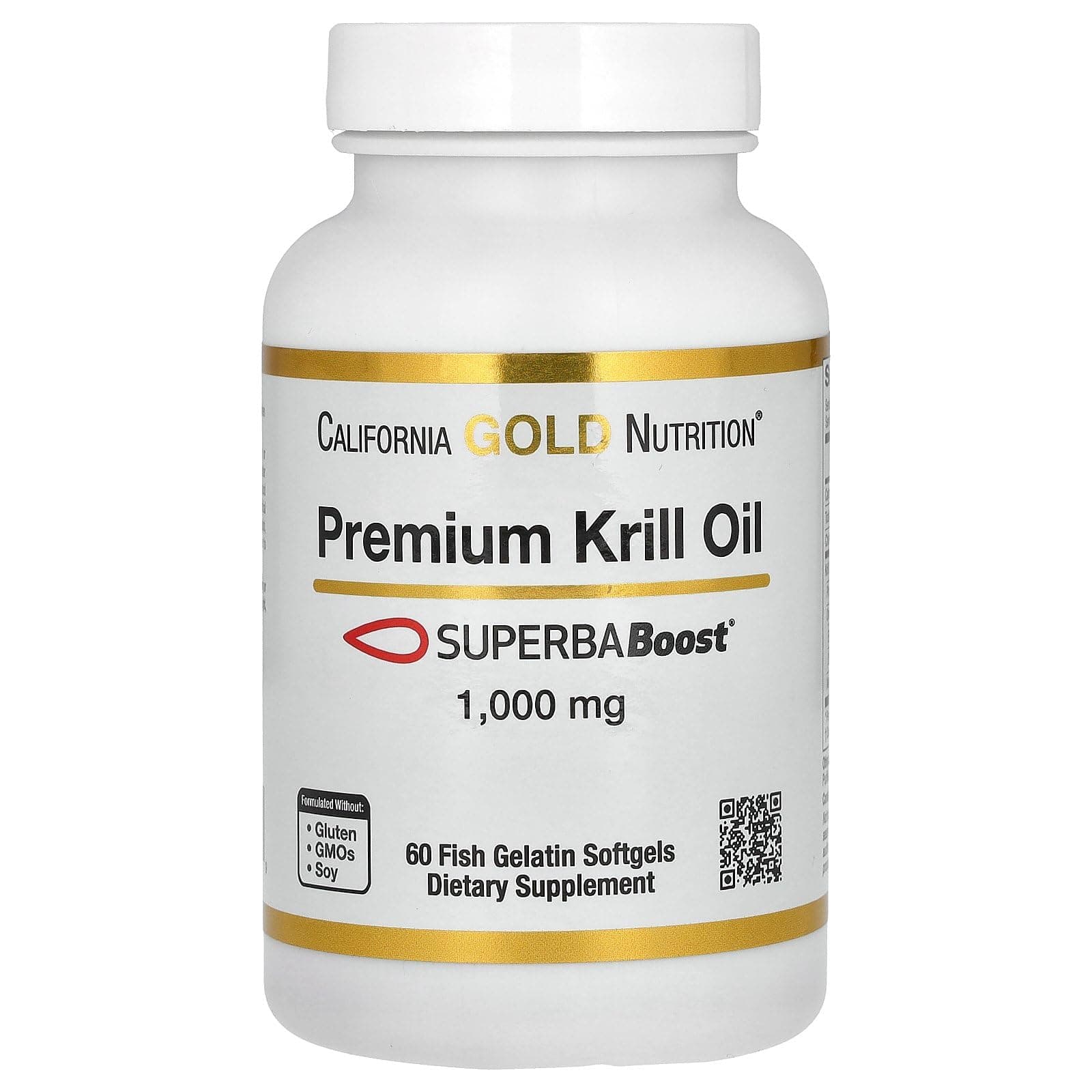 Premium Krill Oil with SUPERBABoost, 1,000 mg, 60 Fish Gelatin Softgels