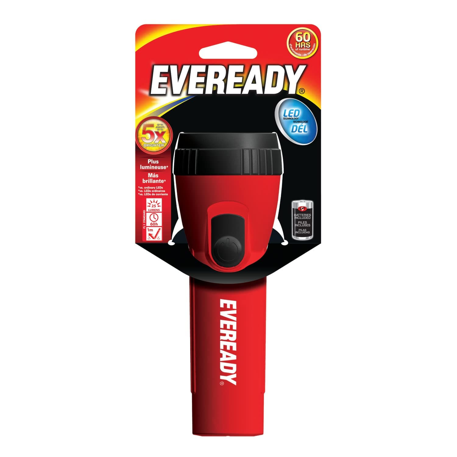 EVEREADY LED Flashlight, Bright Flash Light, Durable and Easy-to-Use, Perfect Flashlights for Camping Accessories, Emergency, Survival Kits, Safe Flashlights for Kids, Batteries Included