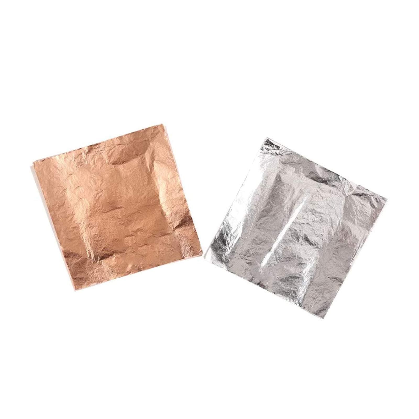 GofypelEdible Rose Gold Leaf Silver Leaf Sheets Nail Stickers Nail Art Rose Gold Leaf Sheets Baking Supplies Rose Gold Foil Paper Nail Decals Nail Kit for Girls 14x14cm 200Pcs