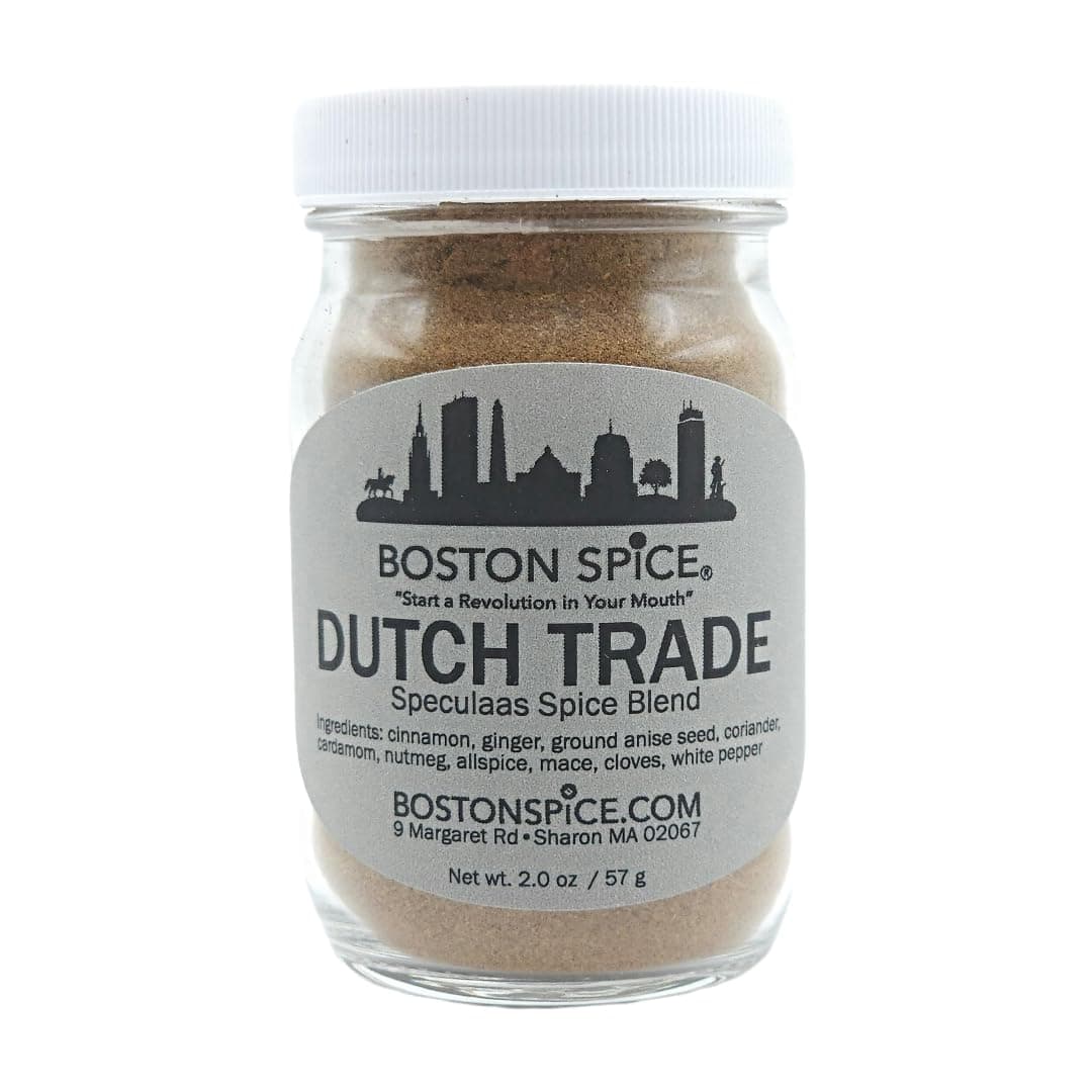 Boston Spice Dutch Trade Speculaas Speculoos Baking Seasoning Mix Blend for Cookies Cakes Pancakes Ice Cream Coffee Dessert Windmill Cookies in Glass Spice Jar (Approx. 1/2 Cup of Spice)