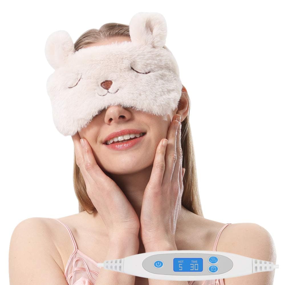 Aroma Season USB Steam Eye Mask to Relieve Eye Stress, Warm Treatment for Dry Eye, Blepharitis, Styes (Creamy White)