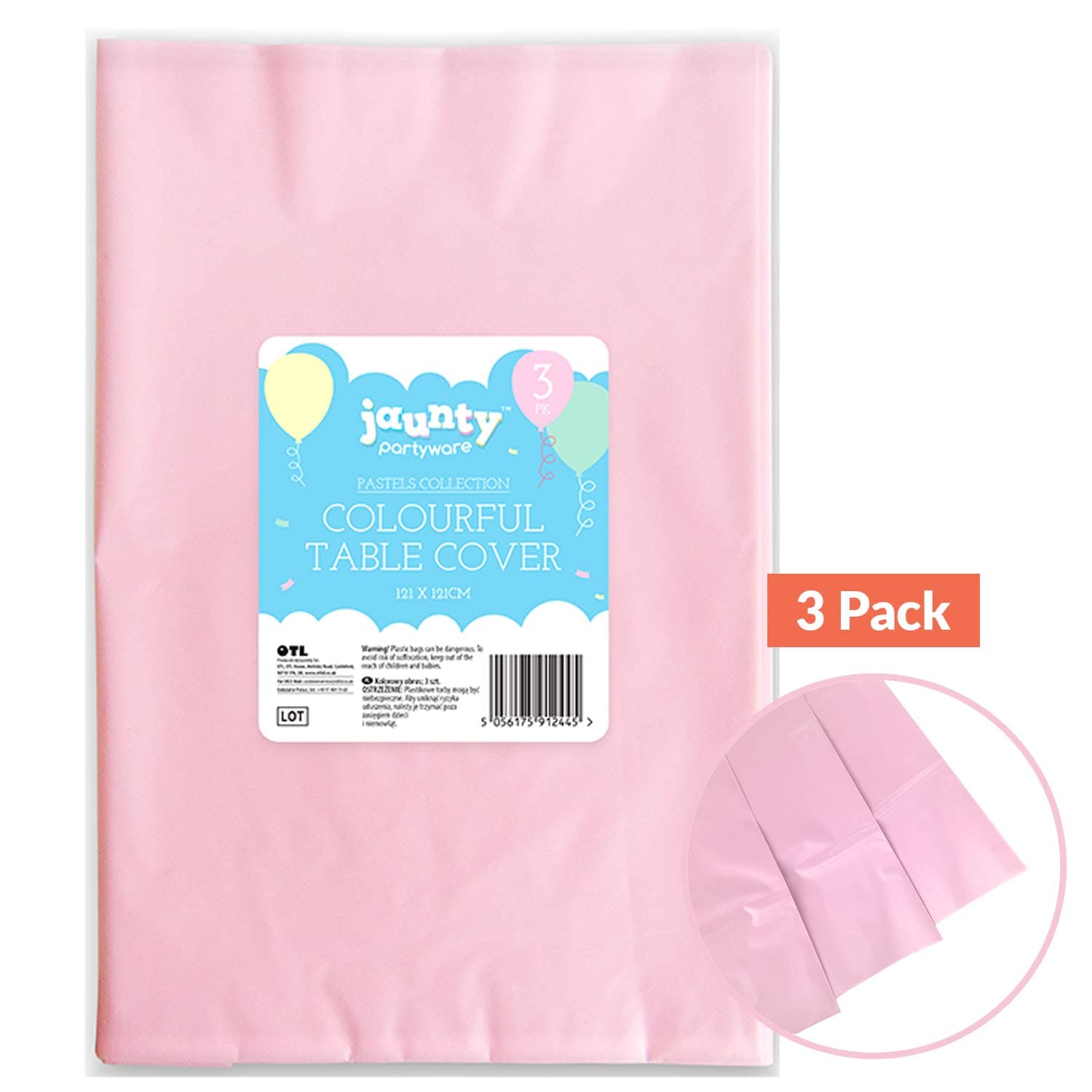 Sponsored Ad – Jaunty 3pk Pink Table Cloths Party 121x121cm Plastic Cover Disposable for Parties - Heavy Duty Spill Protection - Opaque Design for Weddings, Buffets, Catering, Outdoor Events, Gender Reveals & More