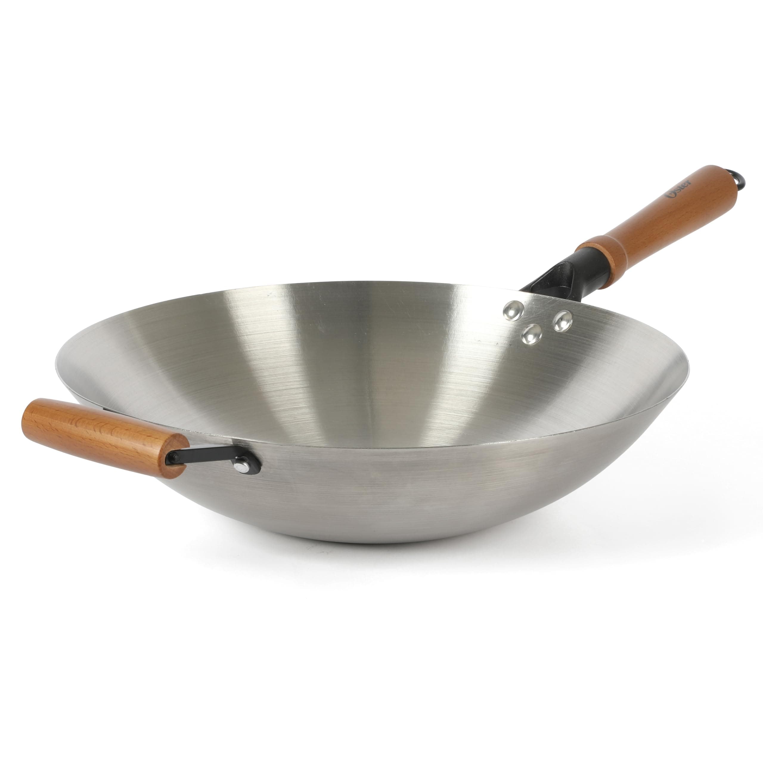Oster Sangerfield 14-Inch Stainless Steel Wok With Wood Handles, Durable Non-...