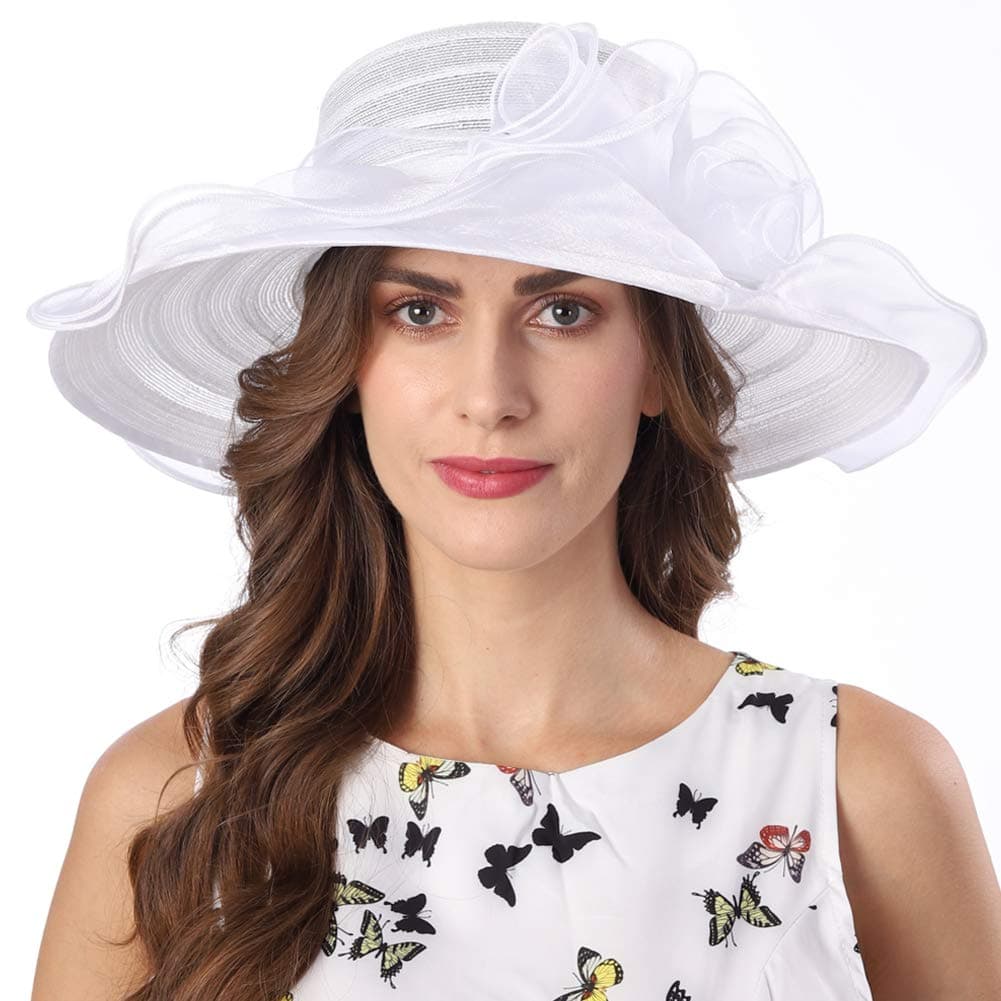 Kentucky Derby Church Dress Hat for Women Yellow Fascinator Bridal Tea Party Wedding Hat Wide Brim