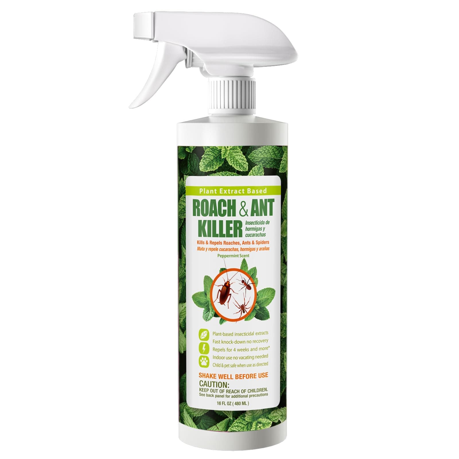 Roach and Ant Killer 16 oz | Kills on Contact | Extended 4-Week Deterrence | Peppermint Scent | Child and Pet Safe