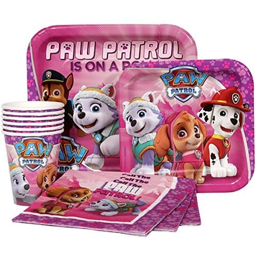My Must Have Paw Patrol Pink Girl's Children Birthday Party Supplies Set Plates Napkins Cups Kit for 16