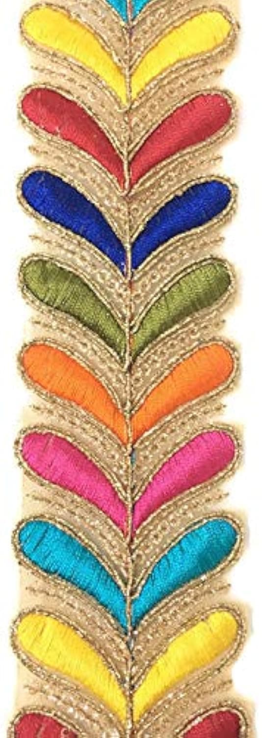 SYNC Multicolour Embroidery Laces and Borders Materials for Sarees,Blouse Multi Glitter Dupatta,Women,Tailoring,Dresses,Suits,Lehenga,Gowns,chunni,Choli,Decoration,Crafts 9 Meters