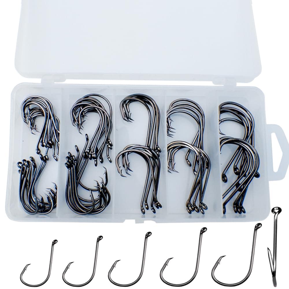 Drasry Fishing Hooks Set High Carbon Steel Jig Bait Sharp Fish Hook for Saltwater Freshwater