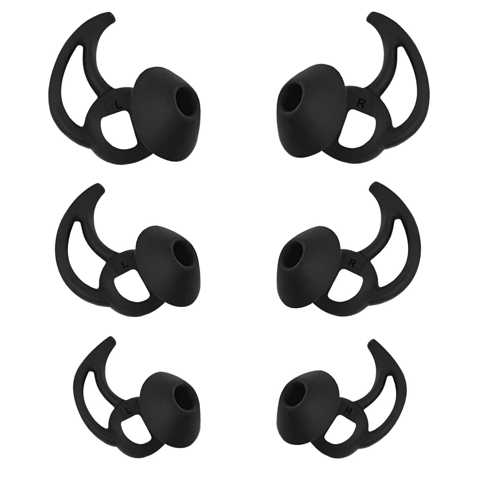 Earbud Replacement Tips Silicone Earbud Tips Ear Bud Covers Compatible with Bose Quietcomfort and Sport Headphone Ear Tips 3 Pairs S M L Black