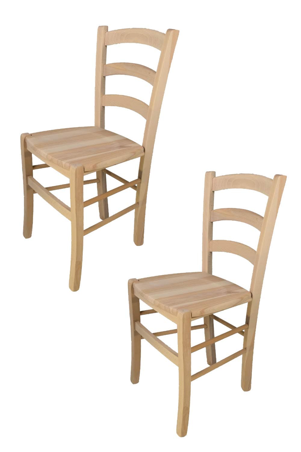 t m c s Tommychairs - Set of 2 Chairs Venezia Suitable for Kitchen, bar and Dining Room, Strong Structure in Polished Beechwood, not Treated, 100% Natural and Wooden seat