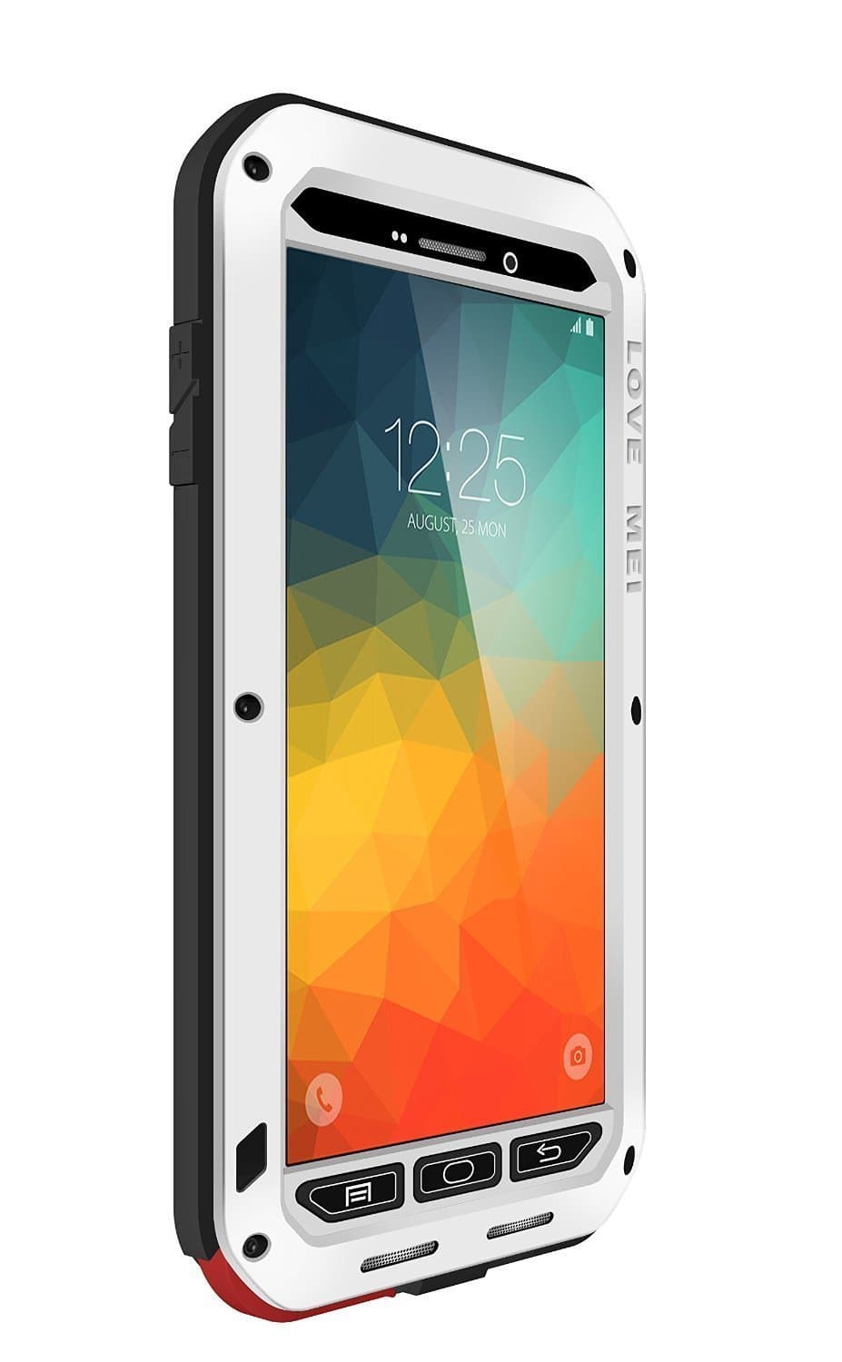 Note 5 Case, LOVE MEI Gorilla Glass Luxury Aluminum Alloy Protective Metal Extreme Shockproof Military Bumper Heavy Duty Cover Shell Case Skin Protector for Samsung Galaxy Note 5 / N920 (White)