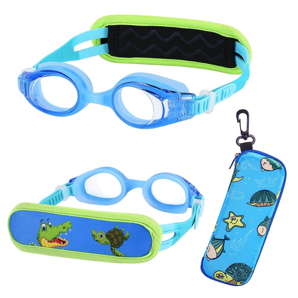 Toddler Swim Goggles Age 2-5, Toddler Goggles No Hair Pull Strap, Kids swimming goggles with Case