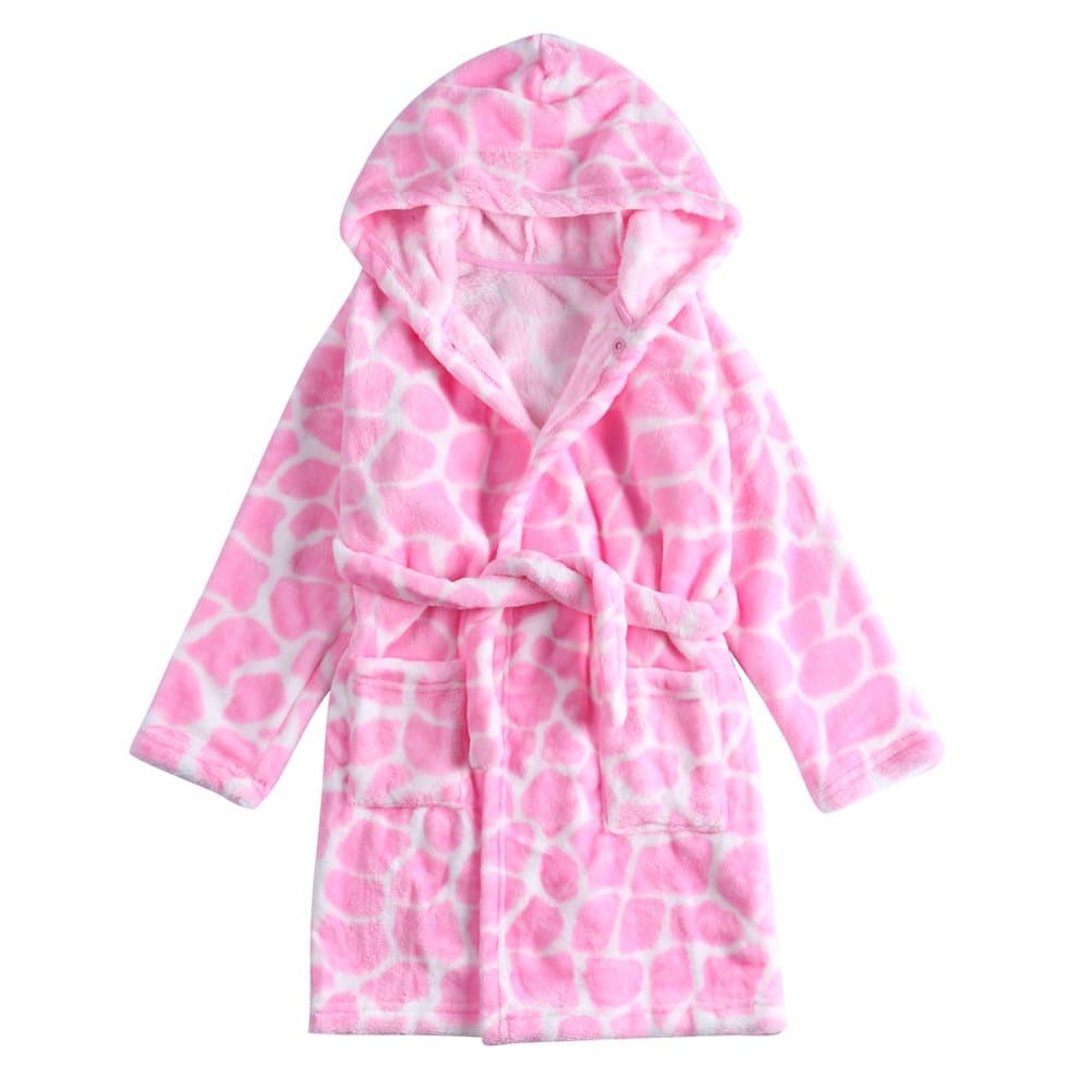 Kids Bathrobe Cow Coral Fleece Hooded Pajamas Sleepwear