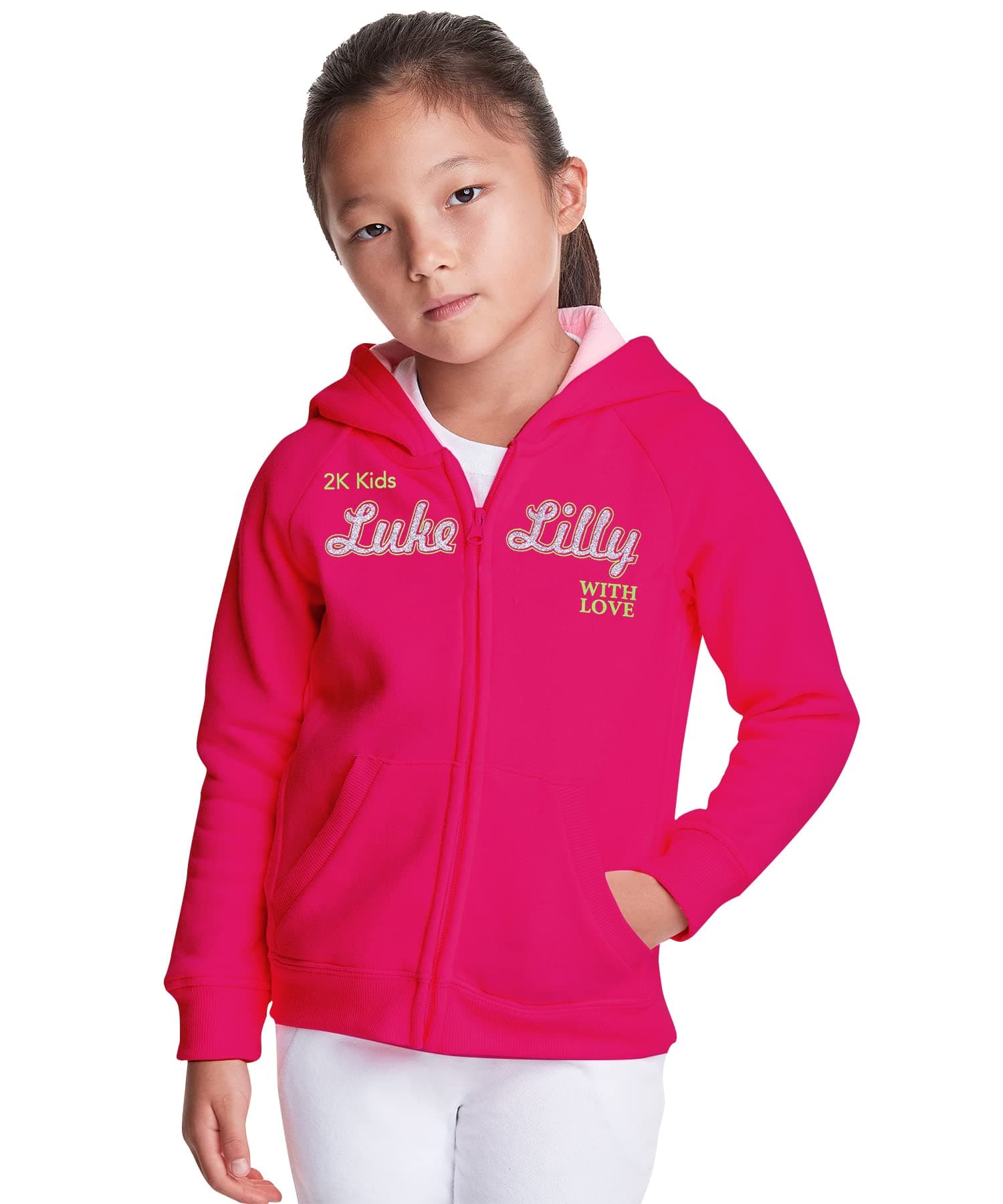 Luke and Lilly Girls Fleece Hoodies Sweatshirt Pink_Pack of 1