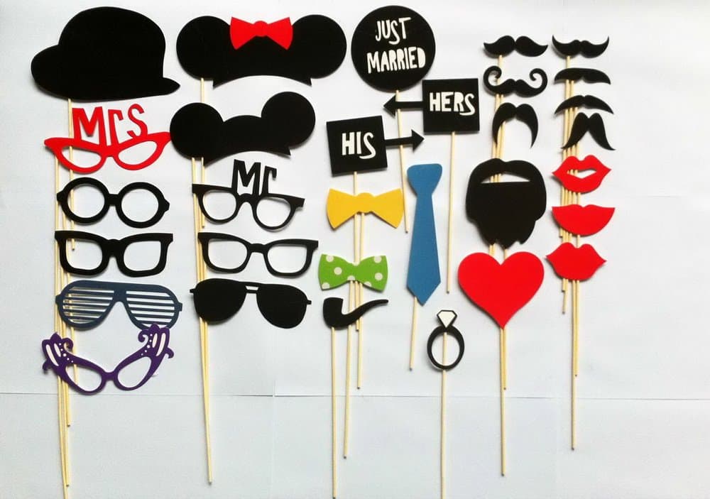 31x Wedding Props Mustache Lip On A Stick Photo Booth Funny Party Birthday