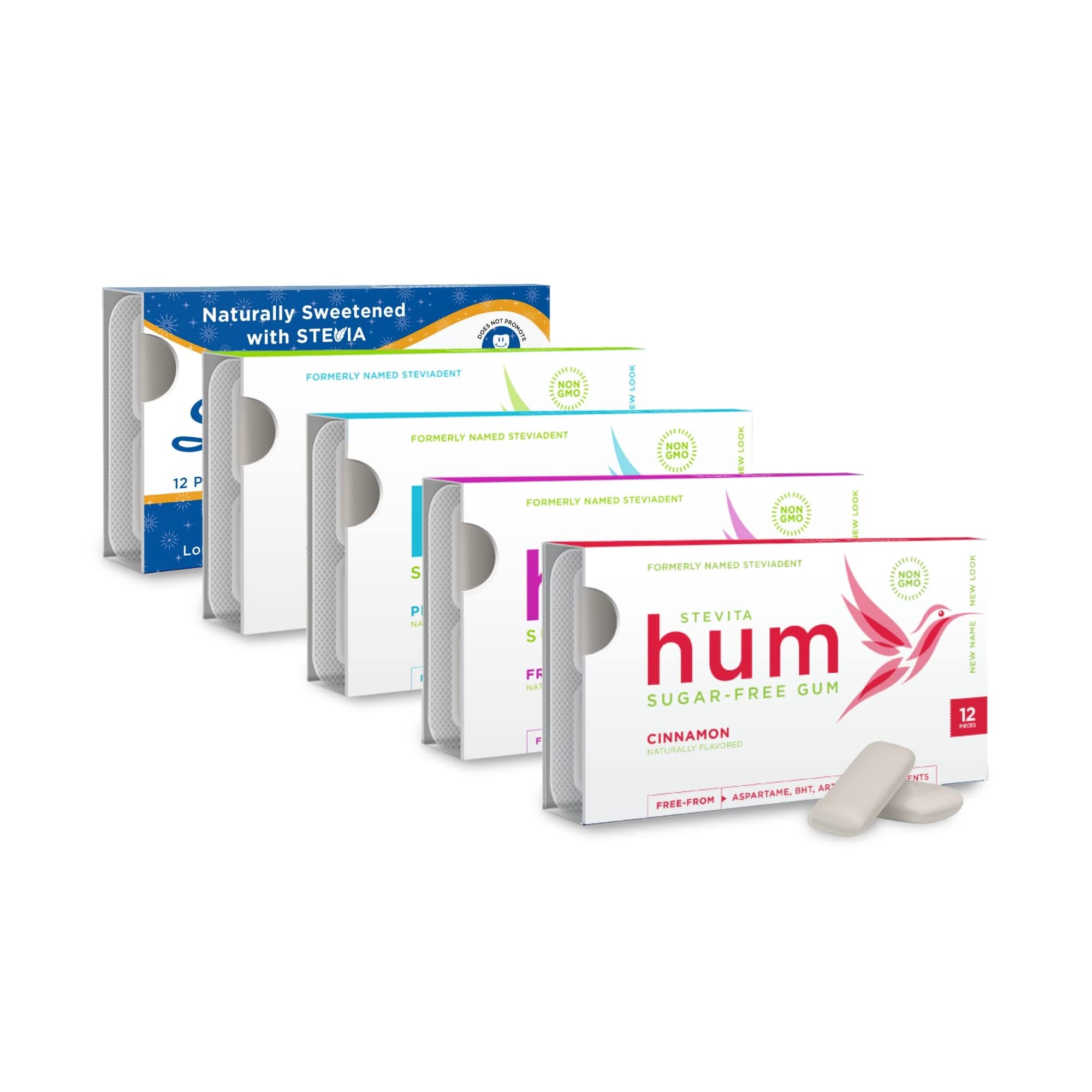 Stevita SteviaDent, Variety Pack - 12 Pieces - Sugar-Free Gum - Natural Cinnamon, Fruit, Spearmint, Wintergreen & Peppermint - Non-GMO, Vegetarian, Keto, Gluten Free - 90 Total Servings