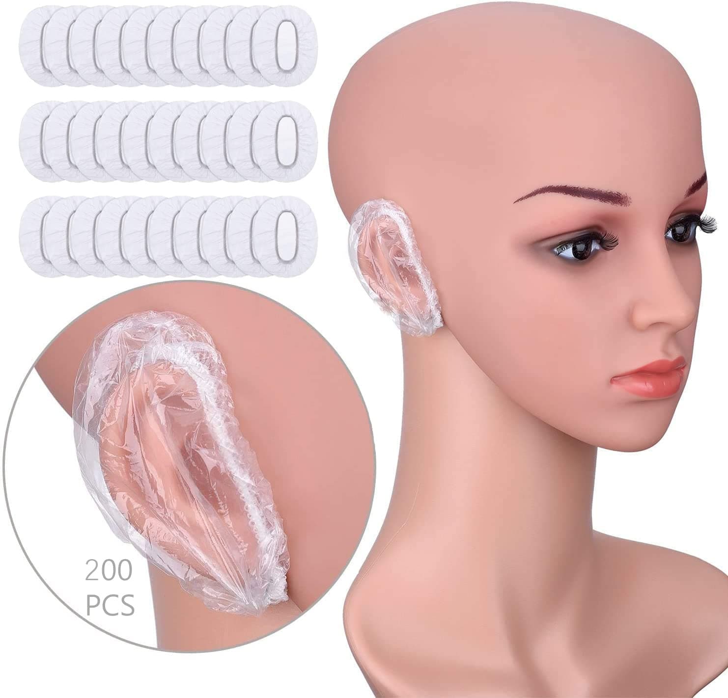 Cute Critters 200pcs Clear Ear Protectors Waterproof Ear Covers for Hair Dye, Shower, Bathing