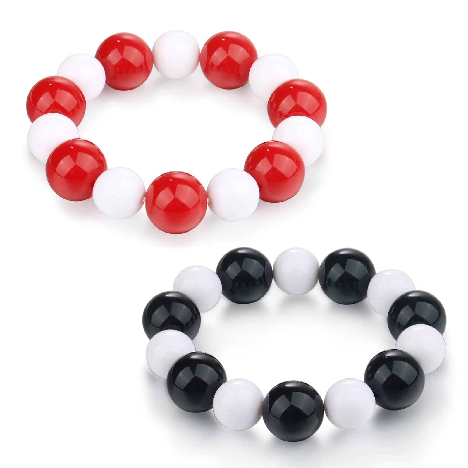 2 Pcs Anime Fruits Basket Kyo Sohma Bracelet White Red Black Acrylic Beads Bangle Bracelets For Women Girls Men Boy Cosplay Props Jewelry