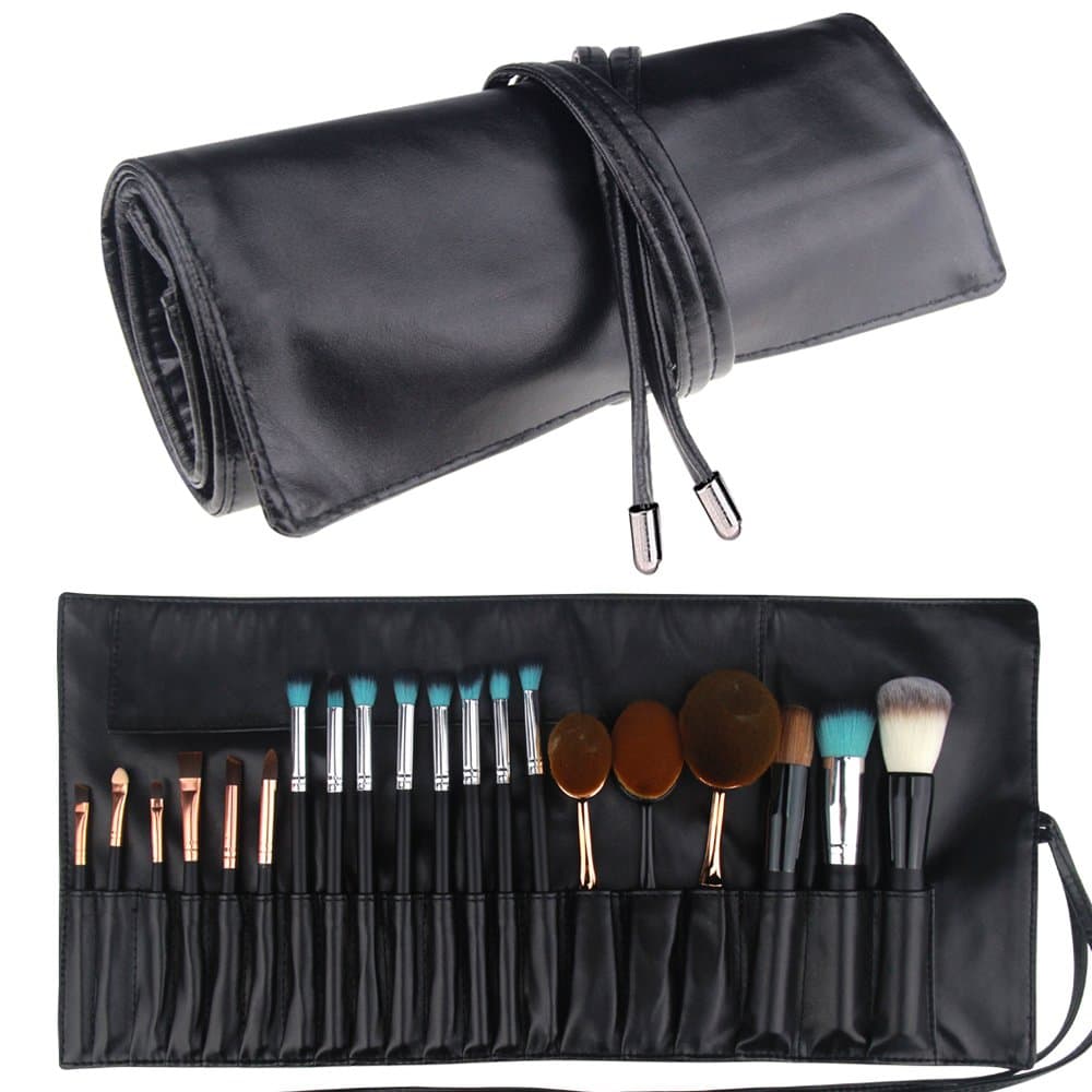Travelmall Makeup Brush Rolling Pouch Brush Holder, Portable Waterproof Cosmetic Brush Bag for Travel