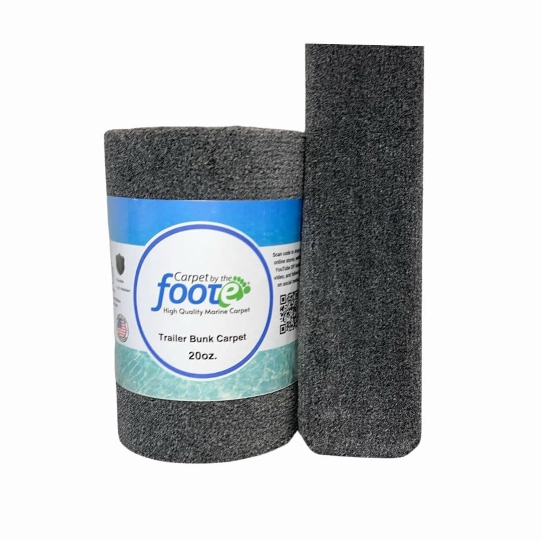 Carpet by the Foote, 20oz 12'(in.) Wide x 12'(ft.) Long, Midnight Grey, Boat Trailer Bunk Carpet, Trailer Guide Carpet, Marine Carpet, Boat Bunk Carpet, Carpet for Boat Trailers, Bunk Padding.