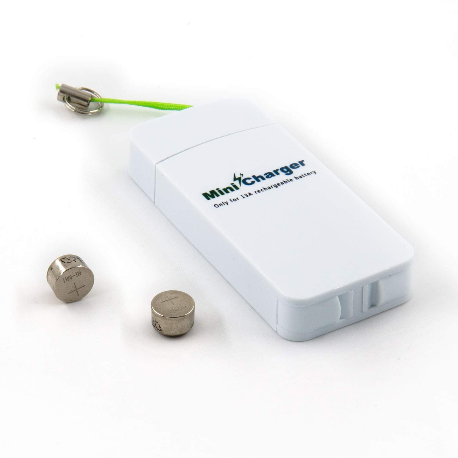 Hearing Aid Size 13 Battery Charger with Rechargeable Batteries, One Mini USB Charger and Two Size 13 NI-MH P13 Hearing Aid Batteries - Neosonic