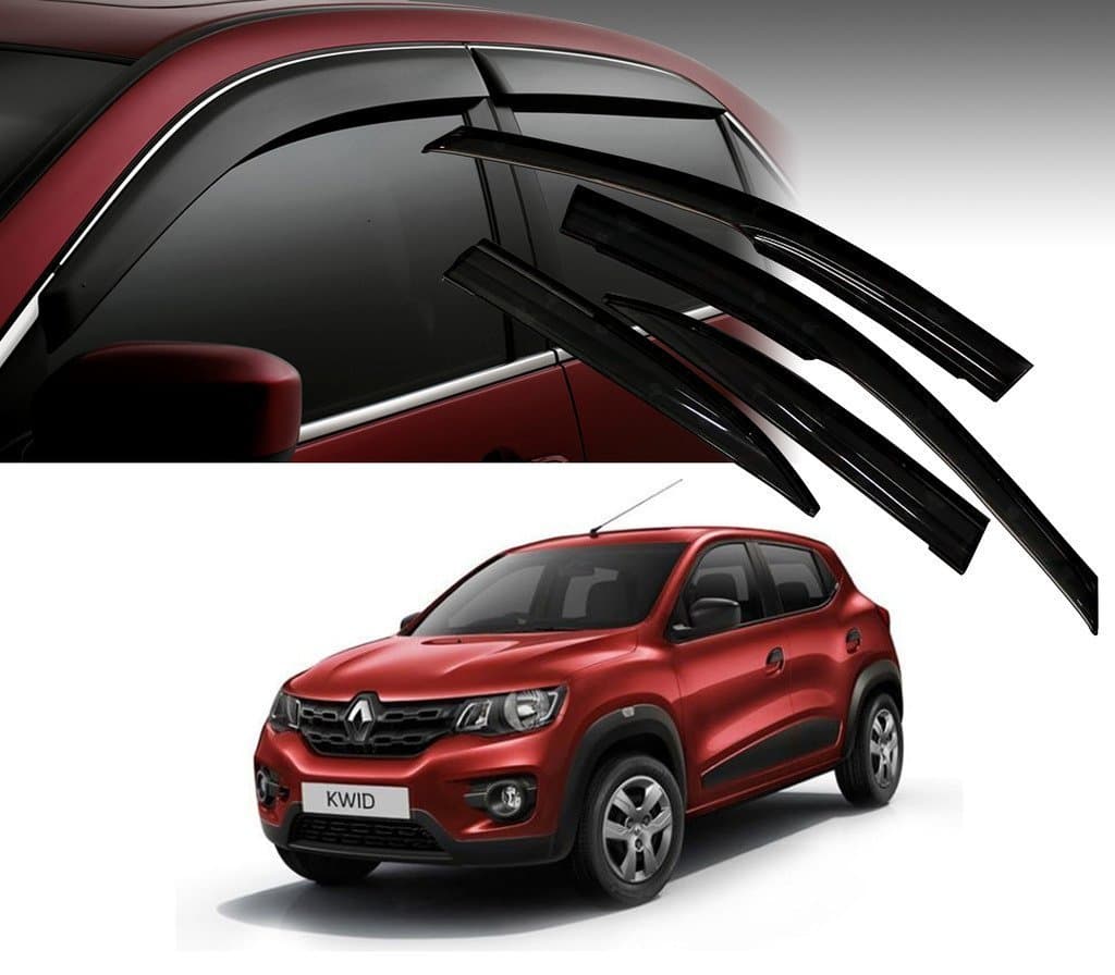 Car Elegance Car Rain Wind Door Visor Side Window Deflector for -Renault-KWID-Set of 4 PCS
