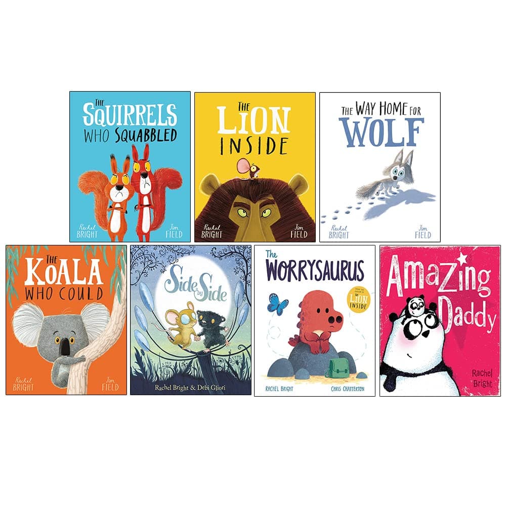 Rachel Bright Collection 7 Books Set (The Koala Who Could, The Squirrels Who Squabbled, The Way Home For Wolf, The Lion Inside, Side by Side, The Worrysaurus, Amazing Daddy)