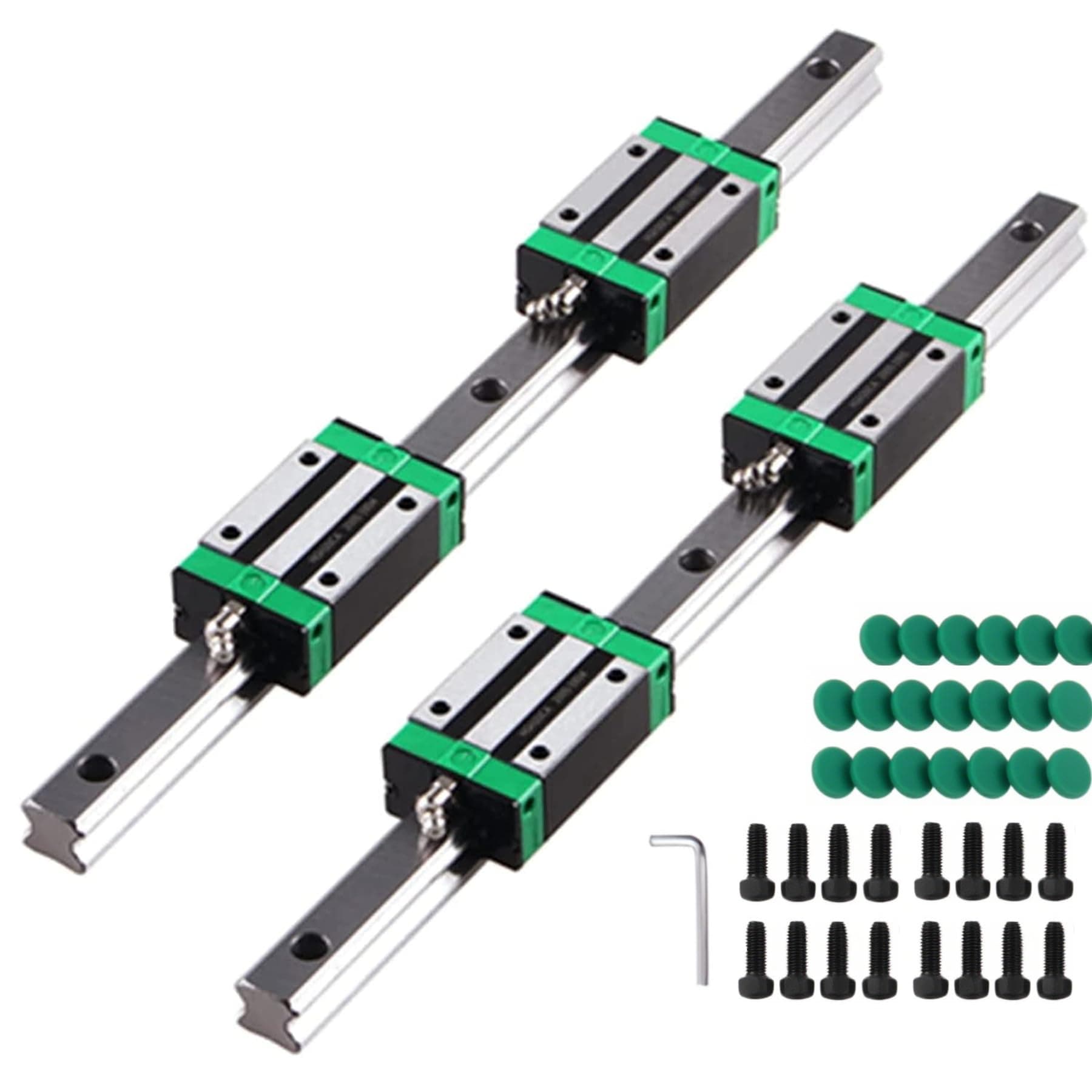 Linear Guide Rail 2 X HGR 20-200mm Linear Slide Rail + 4 X Bearing Blocks Linear Guideway Rail for DIY CNC Routers Lathes Mills