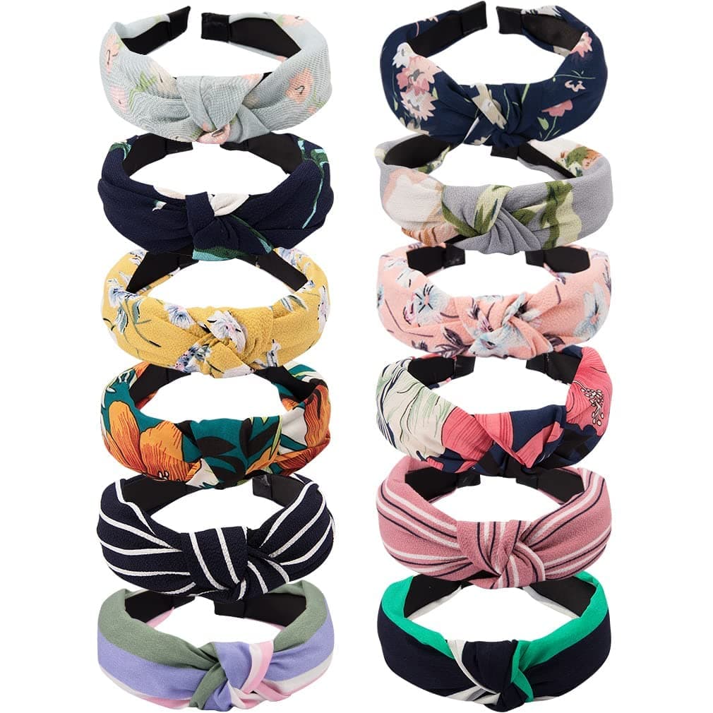 12 Pack Wide Headbands for Women Cross Knot Hair Bands Fashion Elastic Hairband Girls Hair Accessories